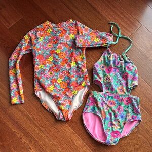 Cat & Jack Floral Kids Swim One Piece - Multicolor 2 size 14 xl girls